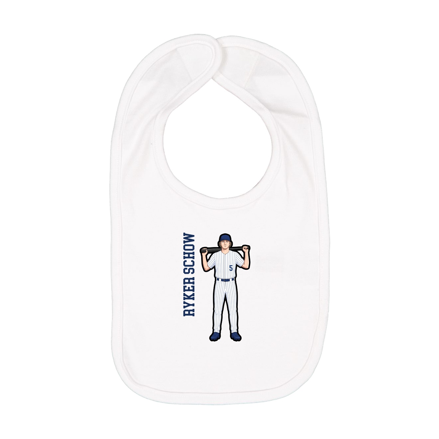 Infant Bib — Name Vertical in White