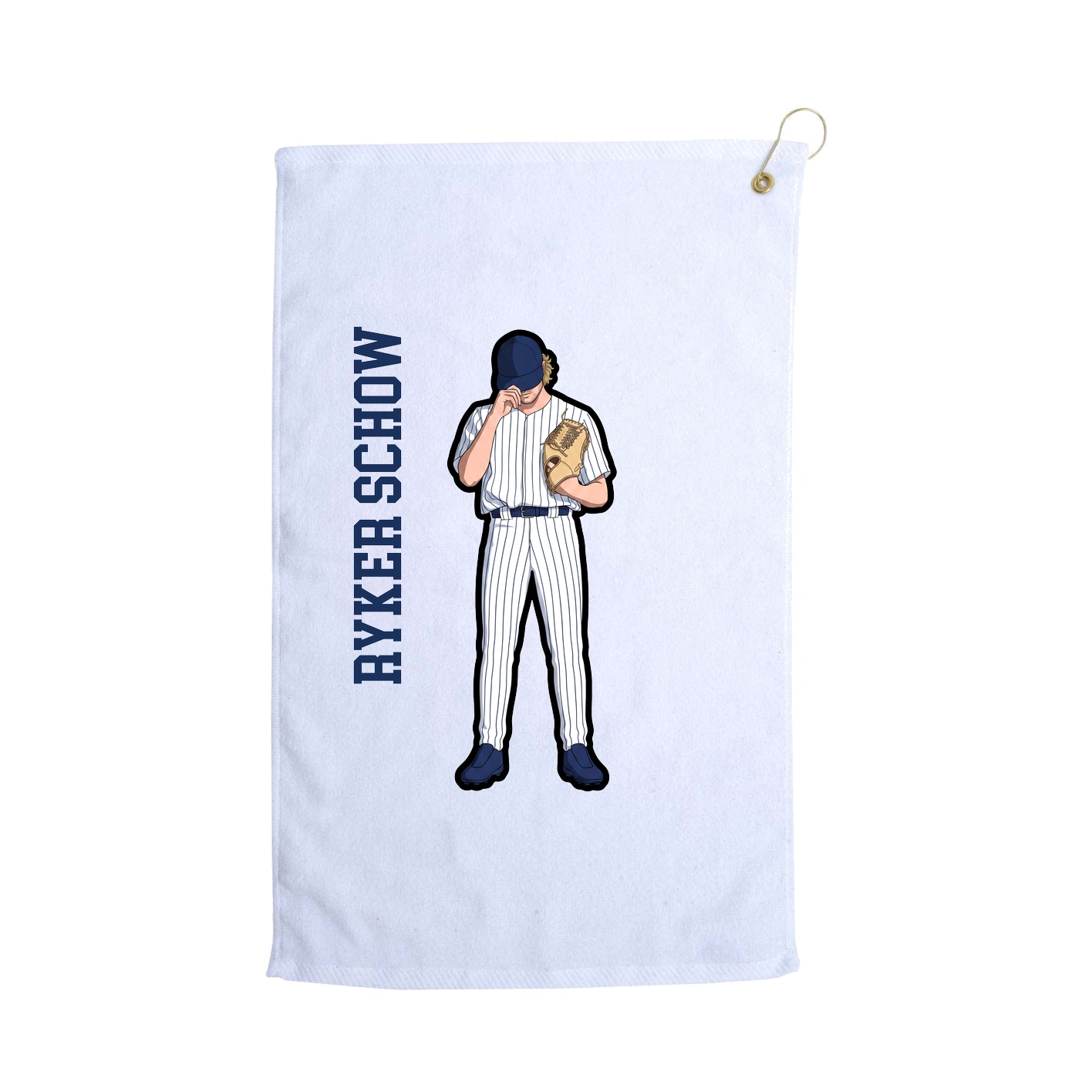 Golf Towel — Name Vertical in White