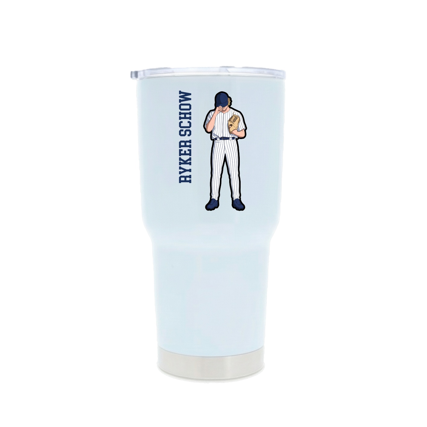 30oz Stainless Steel Tumbler — Name Vertical in White