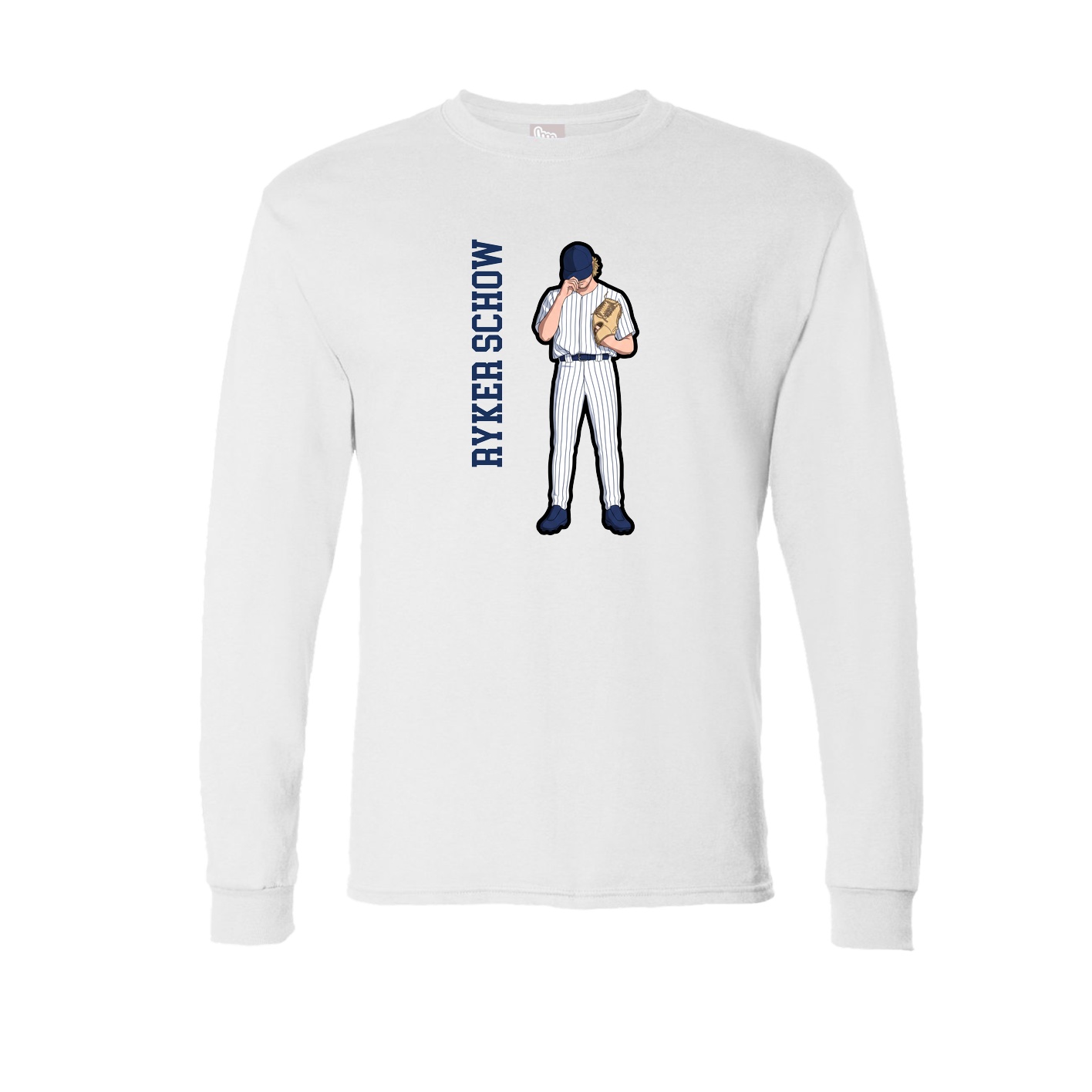 Long Sleeve Tee — Name Vertical in White