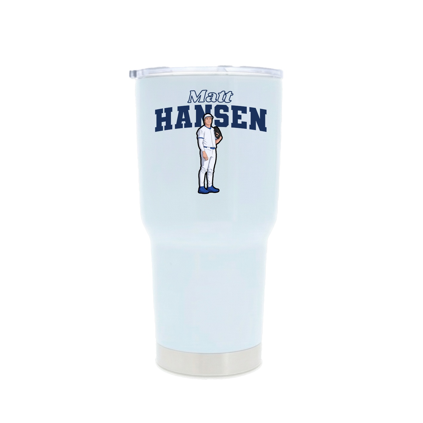 30oz Stainless Steel Tumbler — Name Arch in White