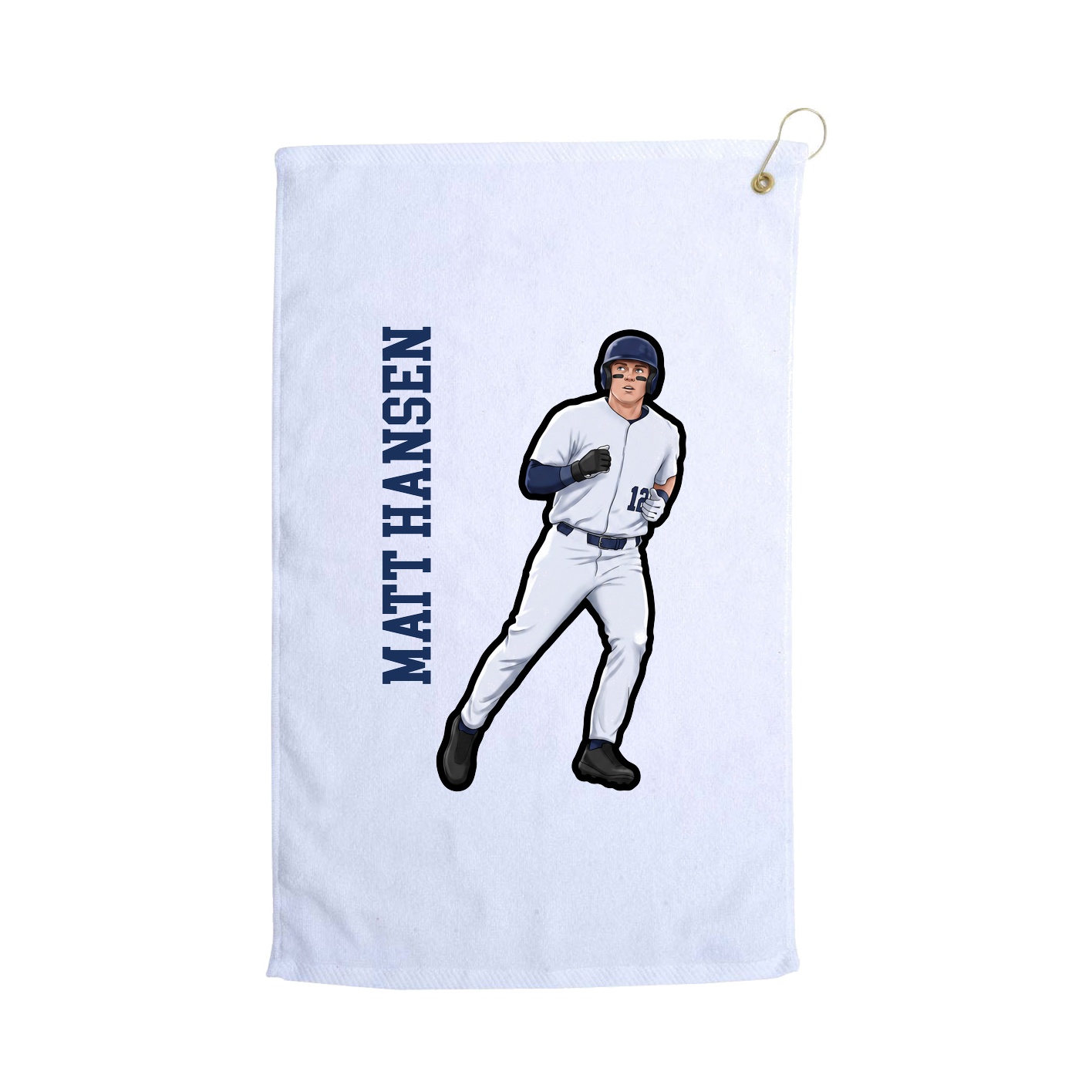 Golf Towel — Name Vertical in White