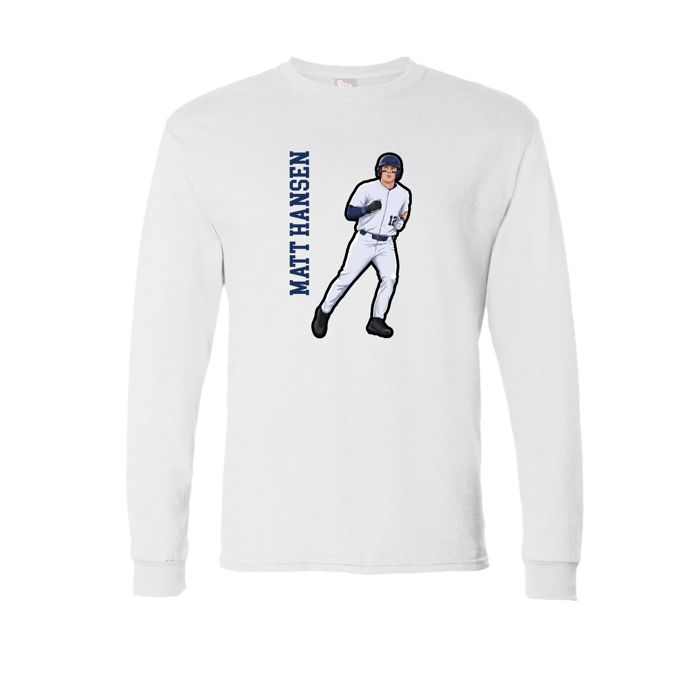Long Sleeve Tee — Name Vertical in White