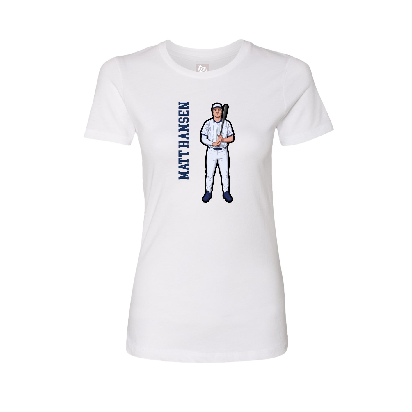 Fitted Women's Tee — Name Vertical in White