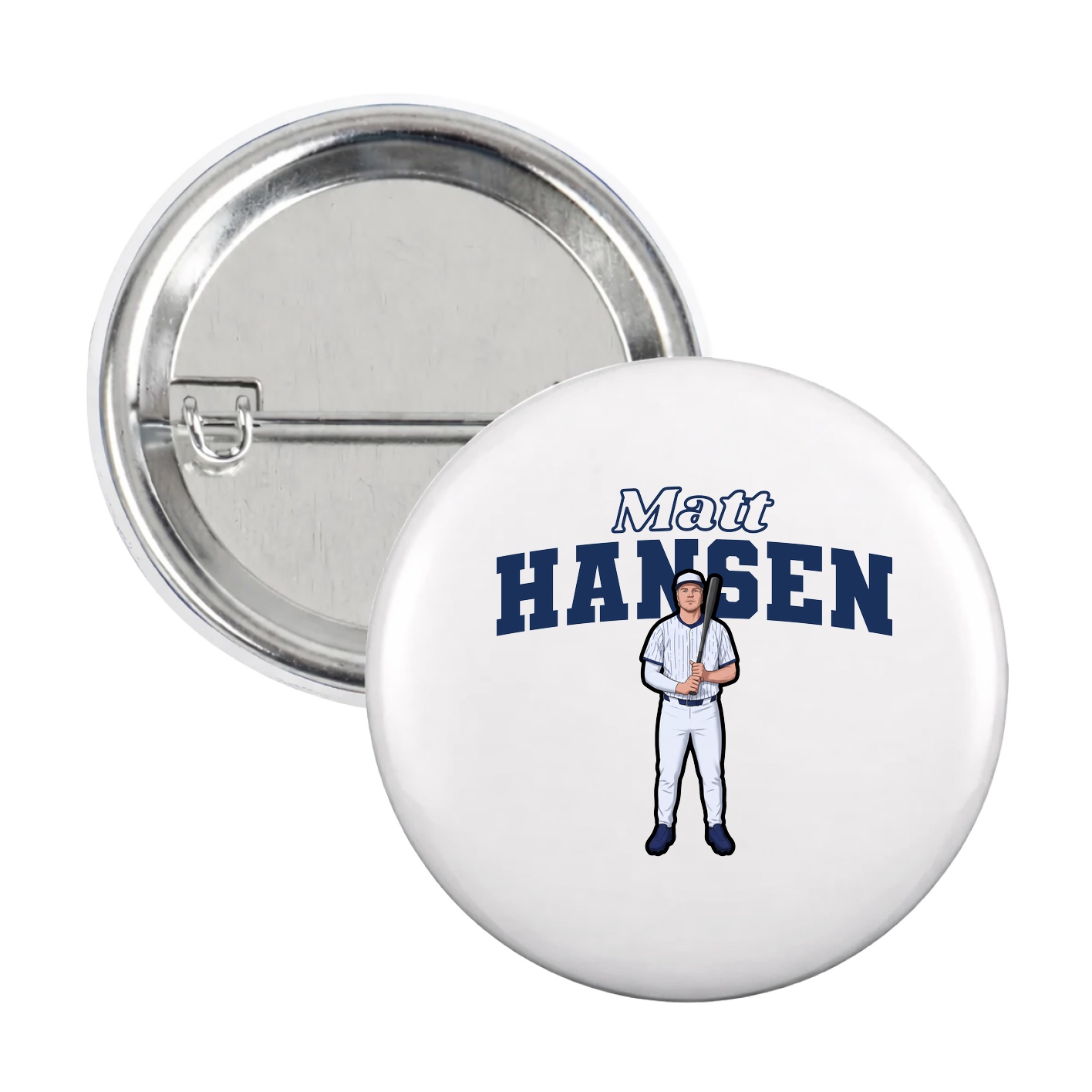 Game Day Button — Name Arch in White