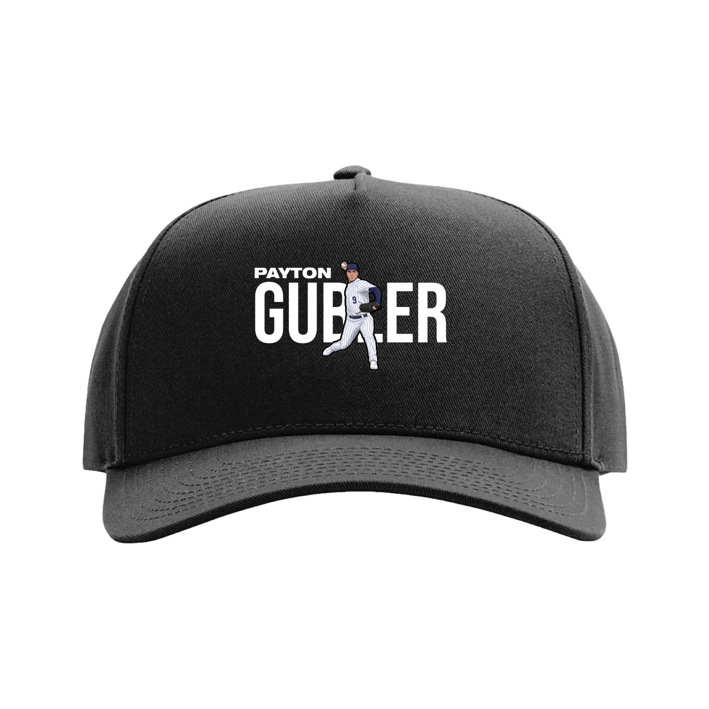 Full Fabric Five-Panel Champ Cap — Player Name in Black