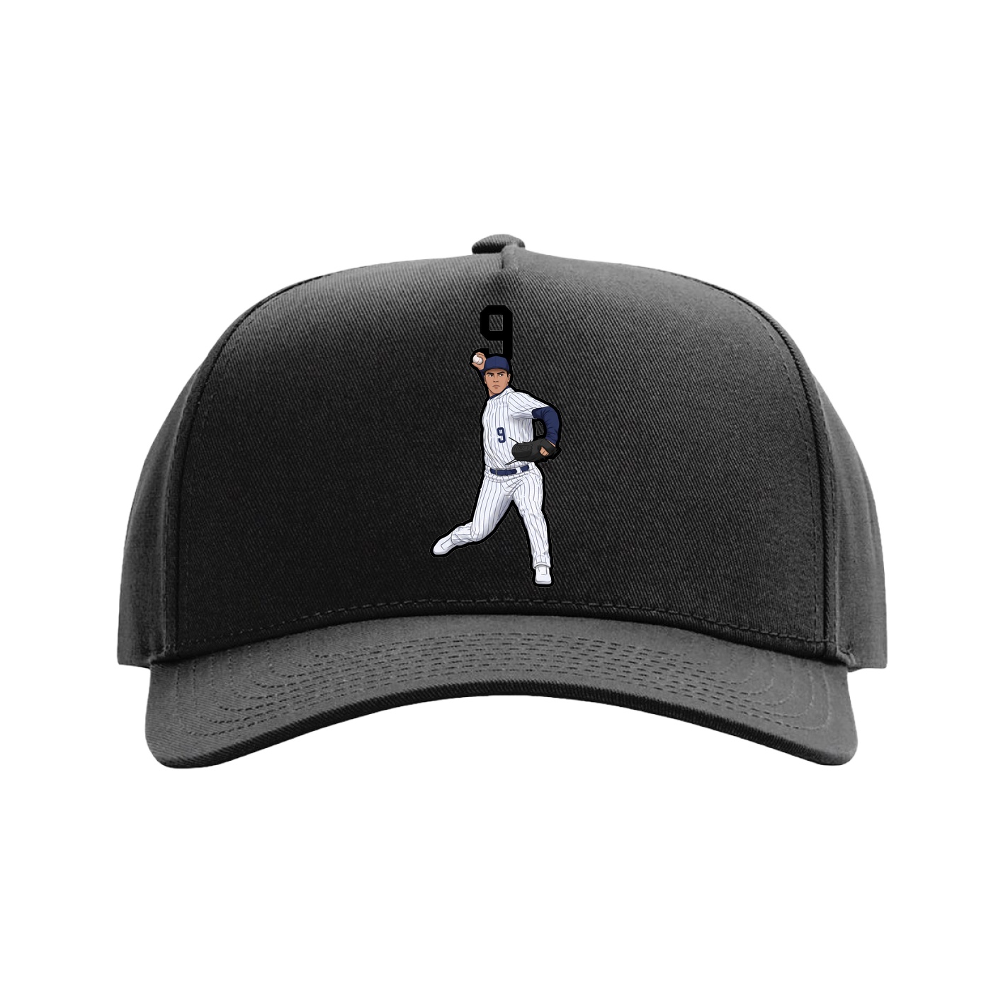 Full Fabric Five-Panel Champ Cap — Number Top in Black