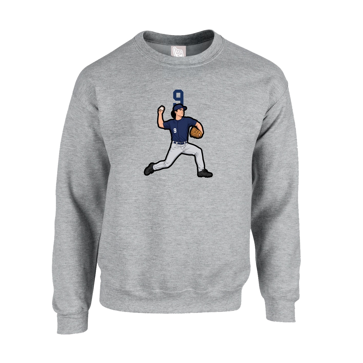 Fleece Crew — Number Top in Grey