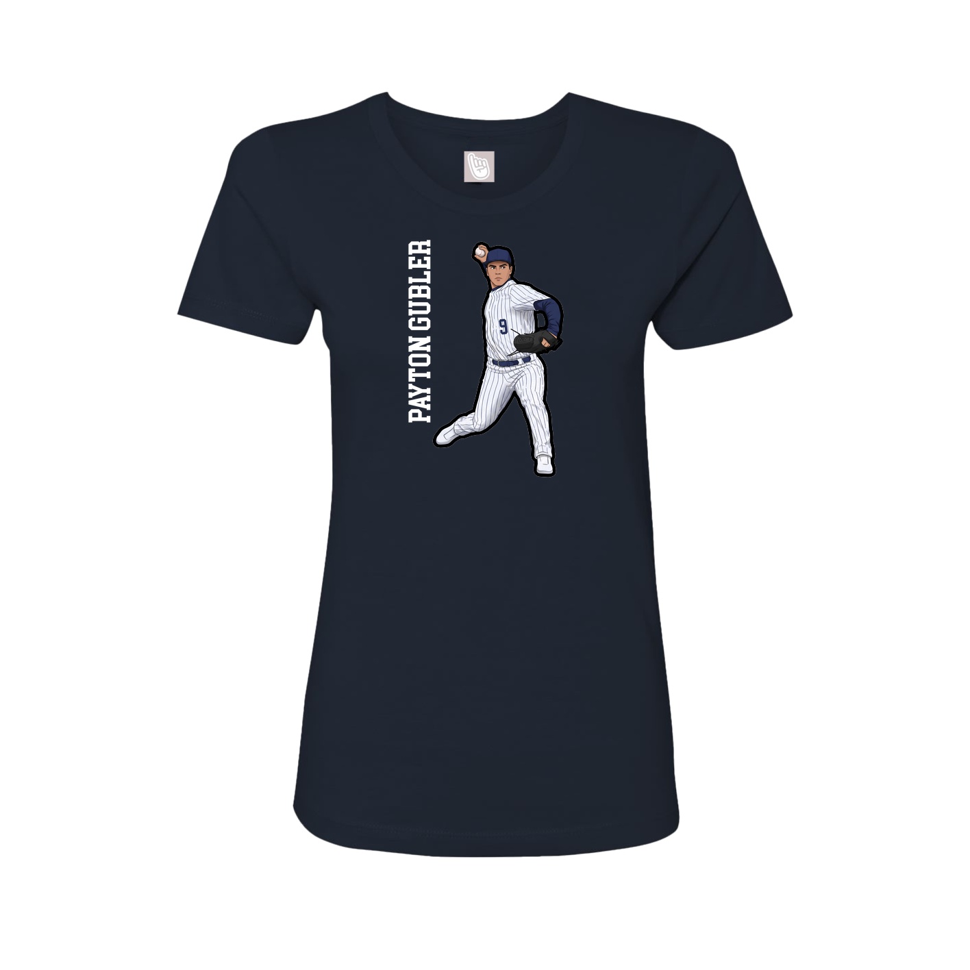 Fitted Women's Tee — Name Vertical in Navy