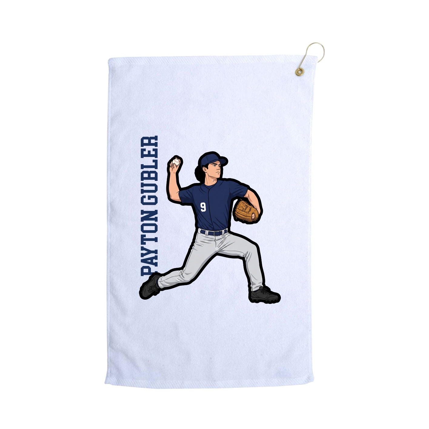 Golf Towel — Name Vertical in White