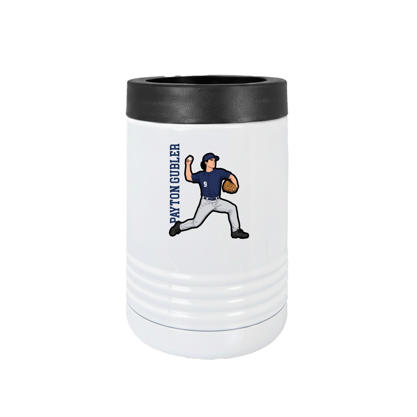 Beverage Holder — Name Vertical in White