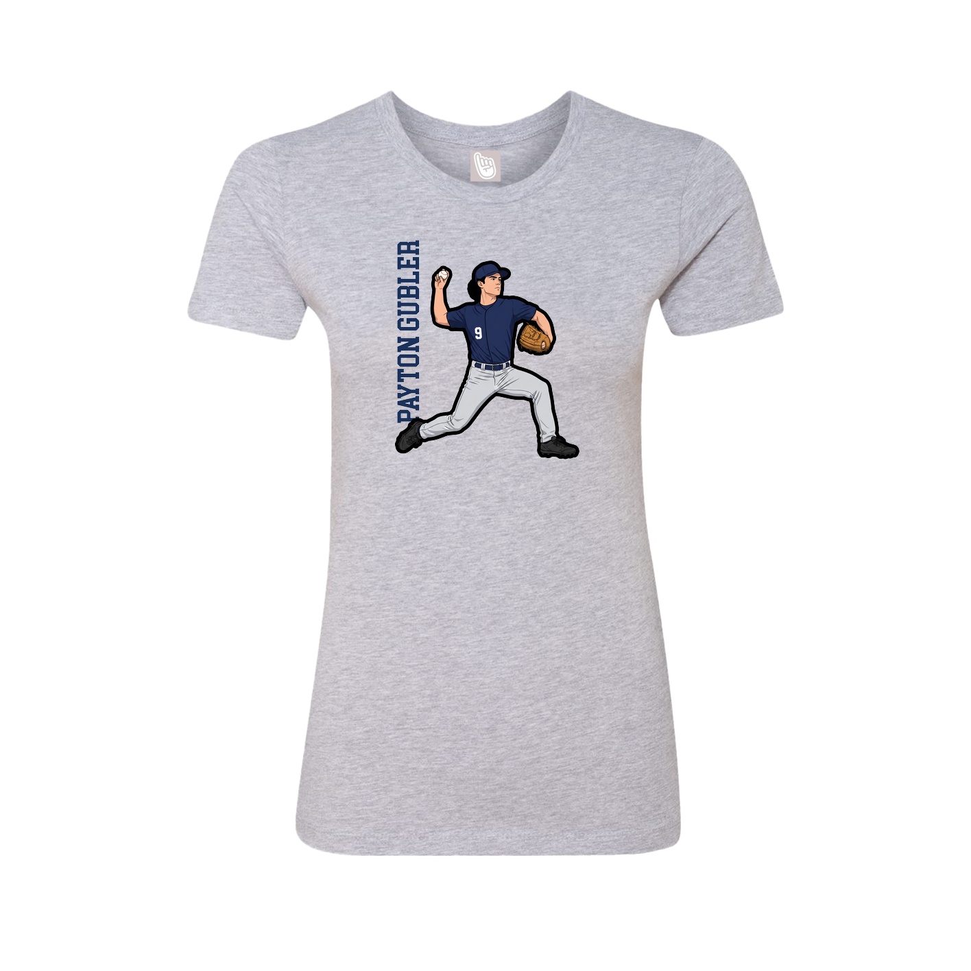 Fitted Women's Tee — Name Vertical in Grey