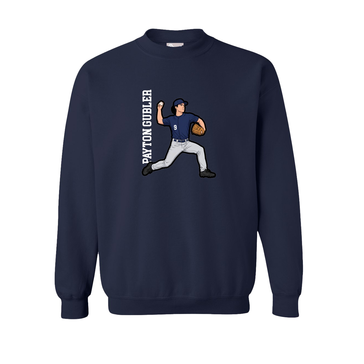 Fleece Crew — Name Vertical in Navy