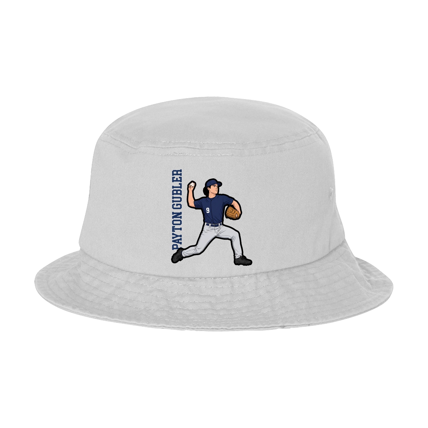 Bucket Cap — Name Vertical in White