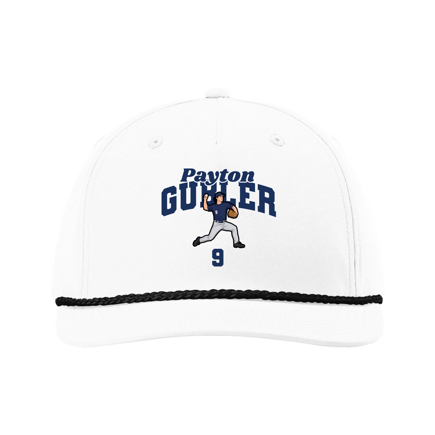 Five-Panel Classic Rope Cap — Signature Arch in White