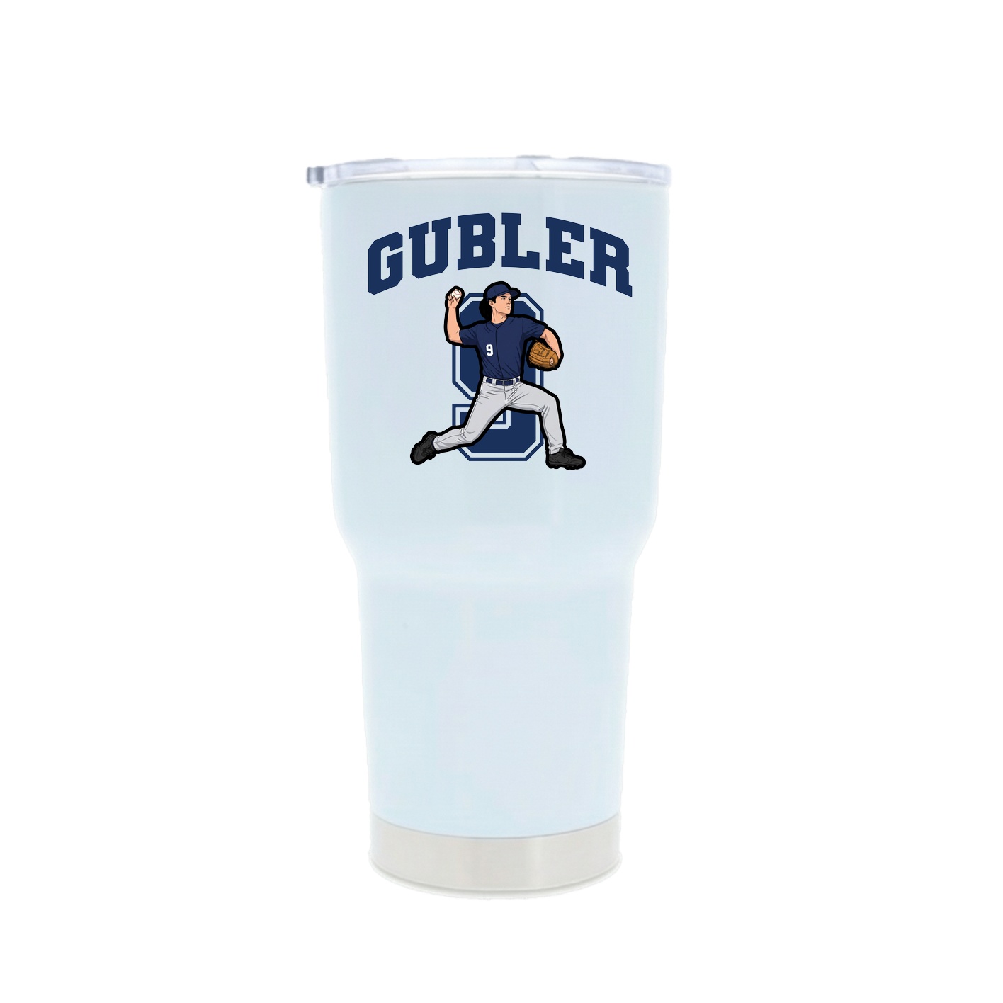 30oz Stainless Steel Tumbler — Number in White