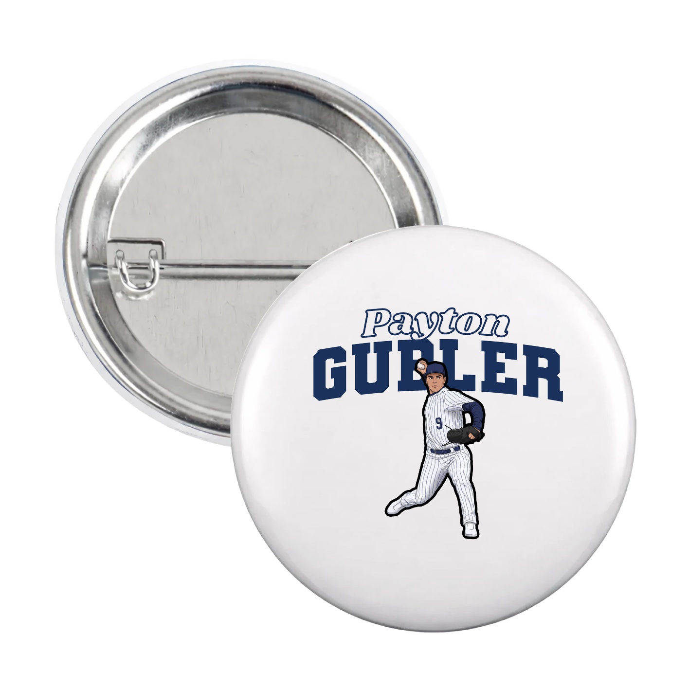 Game Day Button — Name Arch in White