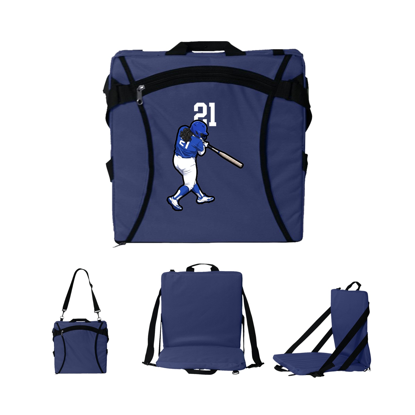 Folding Stadium Seat — Number Top in Navy
