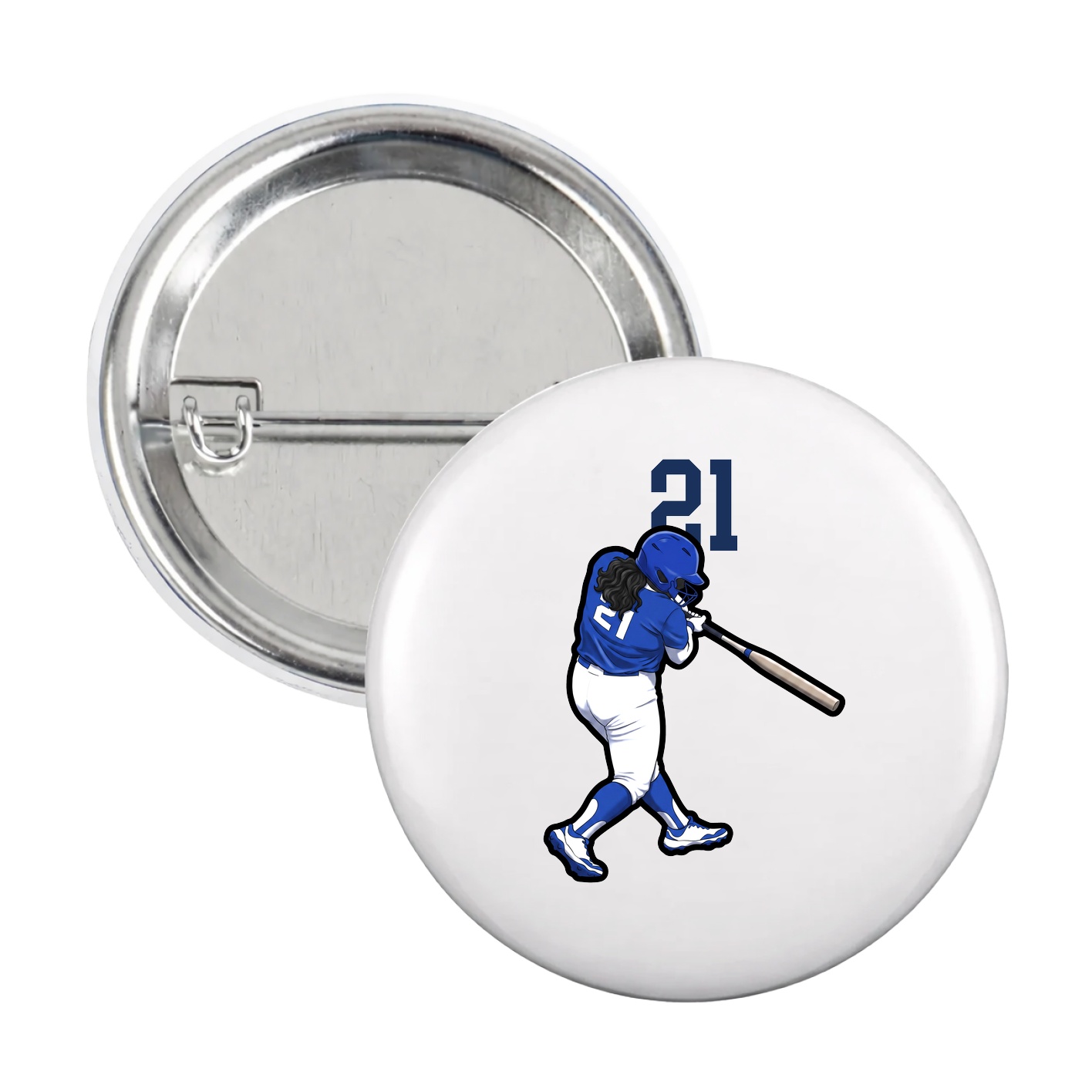 Game Day Button — Number Top in White