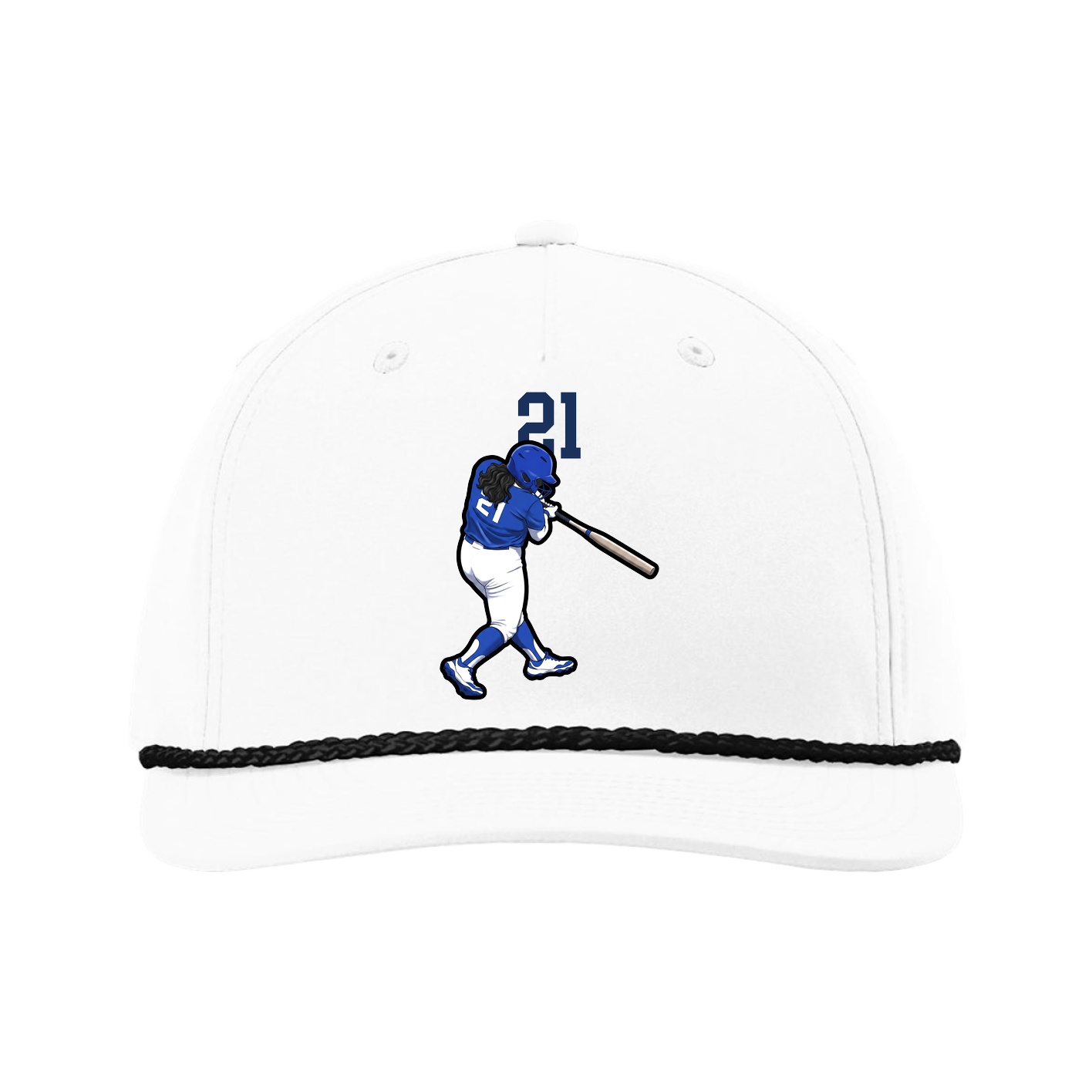 Five-Panel Classic Rope Cap — Number Top in White