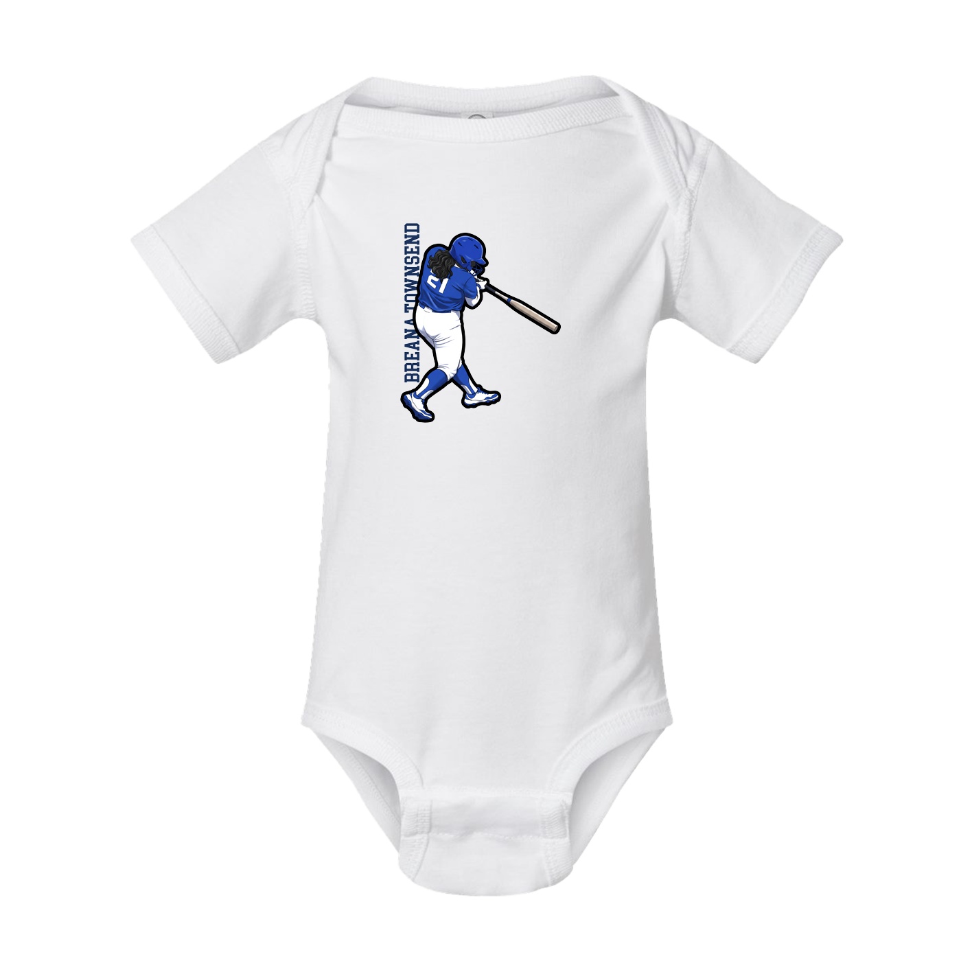 Baby Onesie — Name Vertical in White
