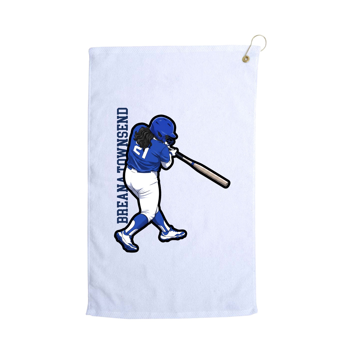 Golf Towel — Name Vertical in White