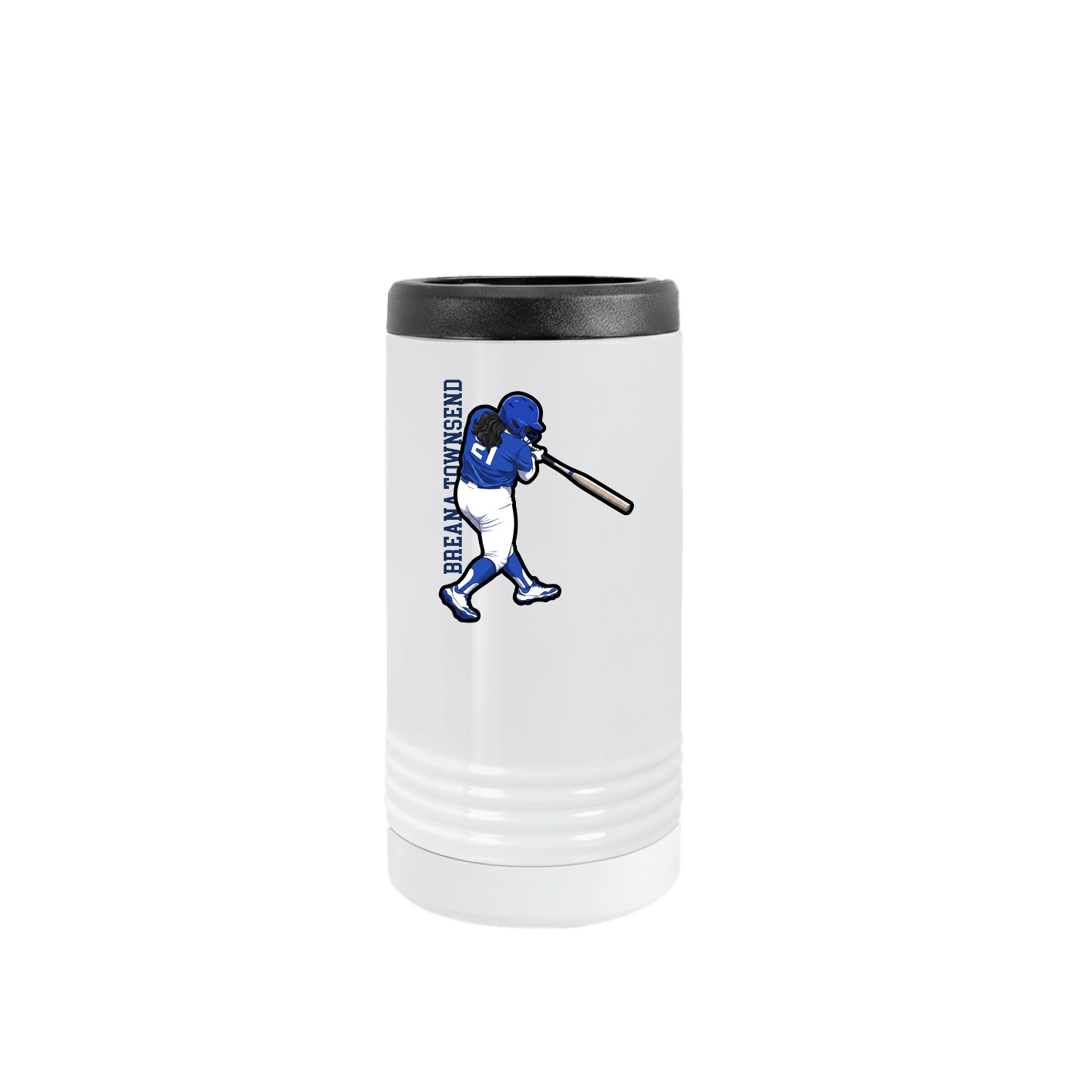 Slim Beverage Holder — Name Vertical in White
