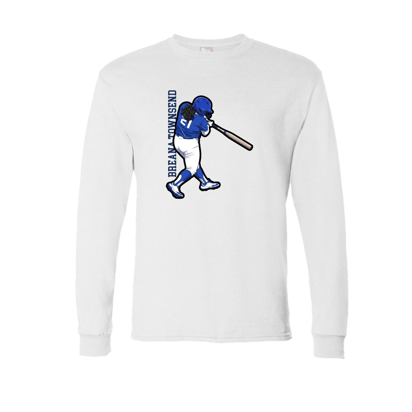 Long Sleeve Tee — Name Vertical in White