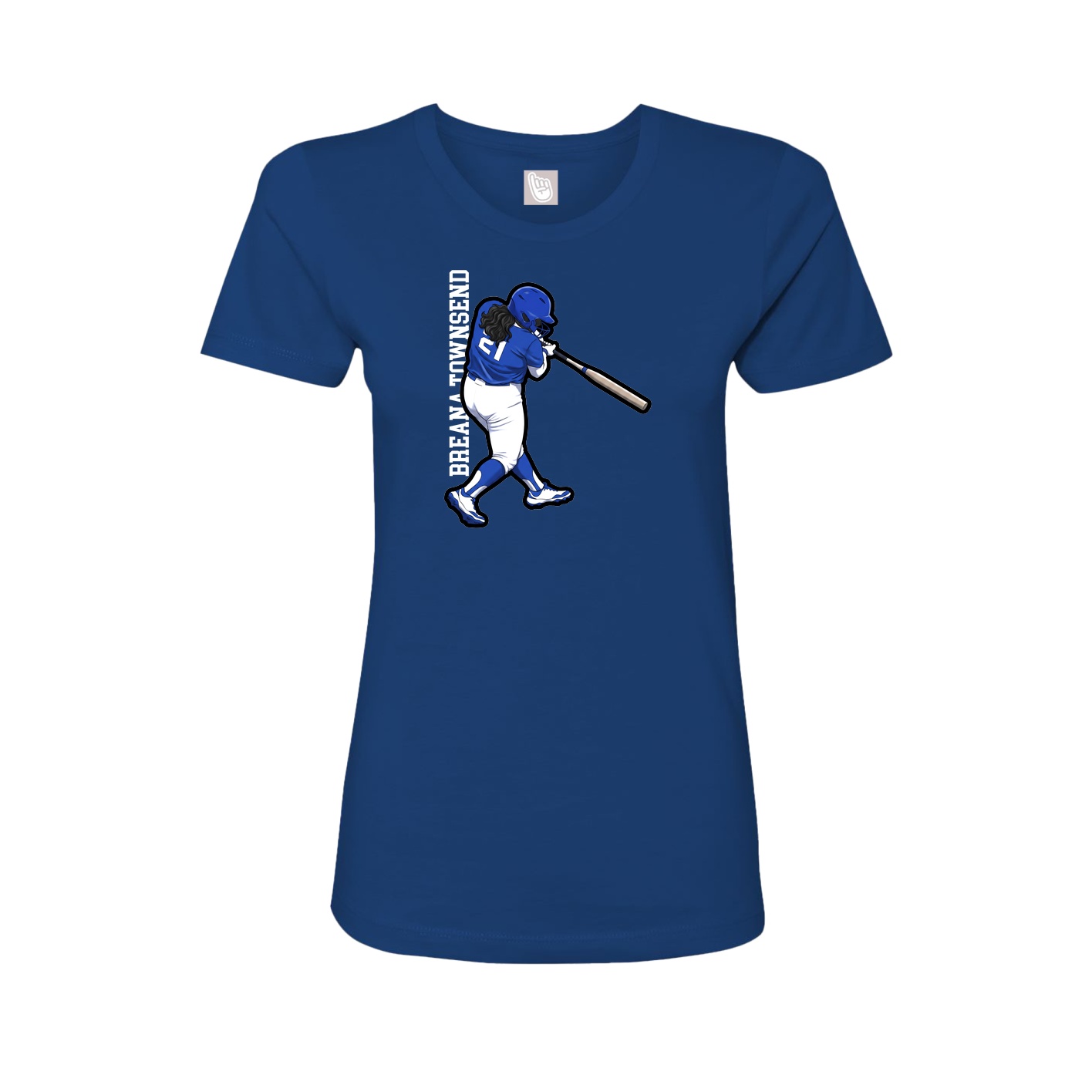 Fitted Women's Tee — Name Vertical in Royal