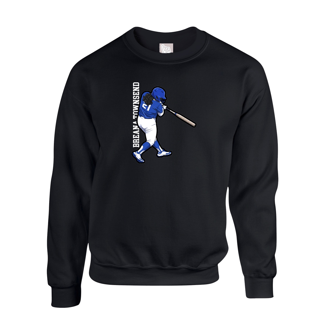 Fleece Crew — Name Vertical in Black