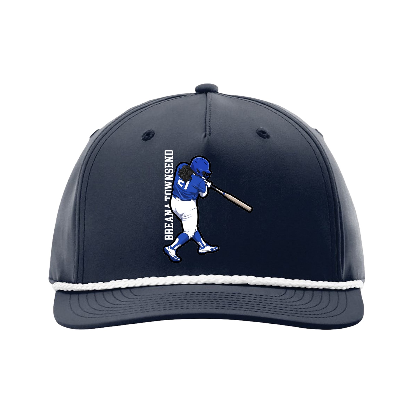 Five-Panel Classic Rope Cap — Name Vertical in Navy