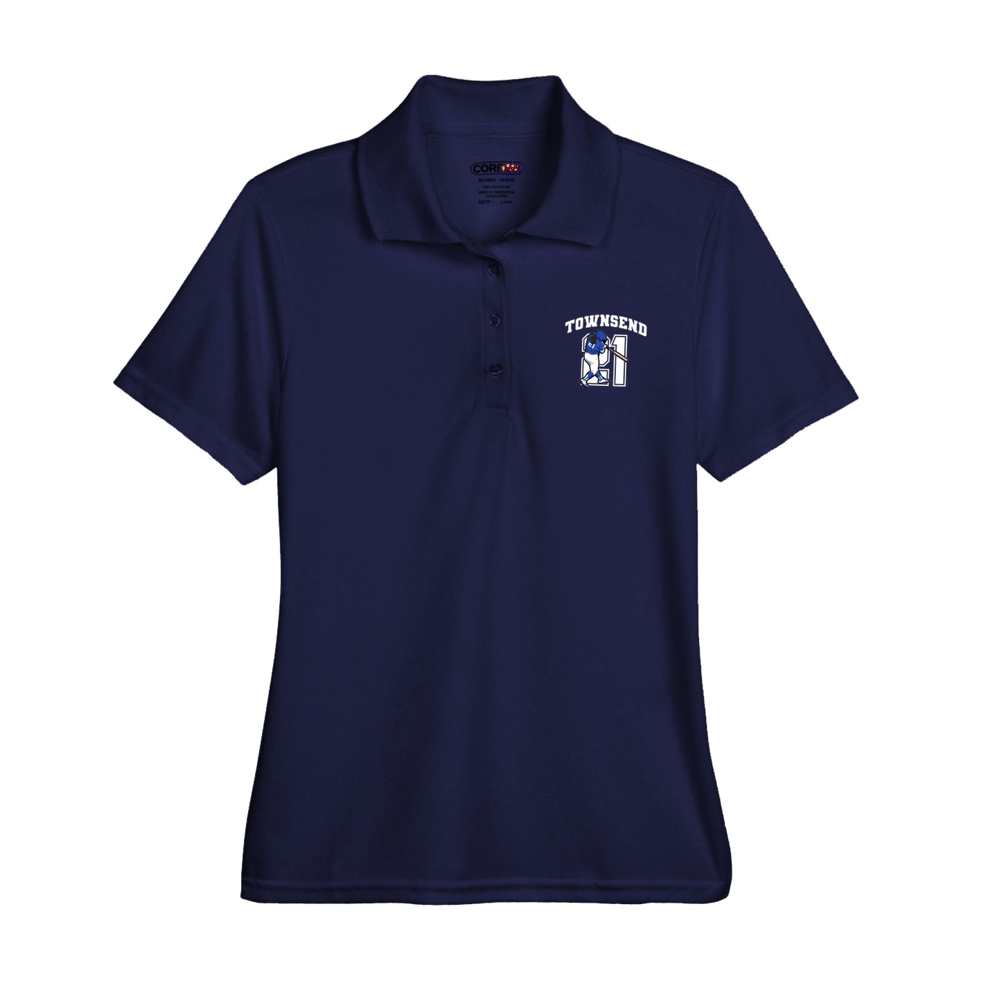 Womens Performance Polo — Number in Navy