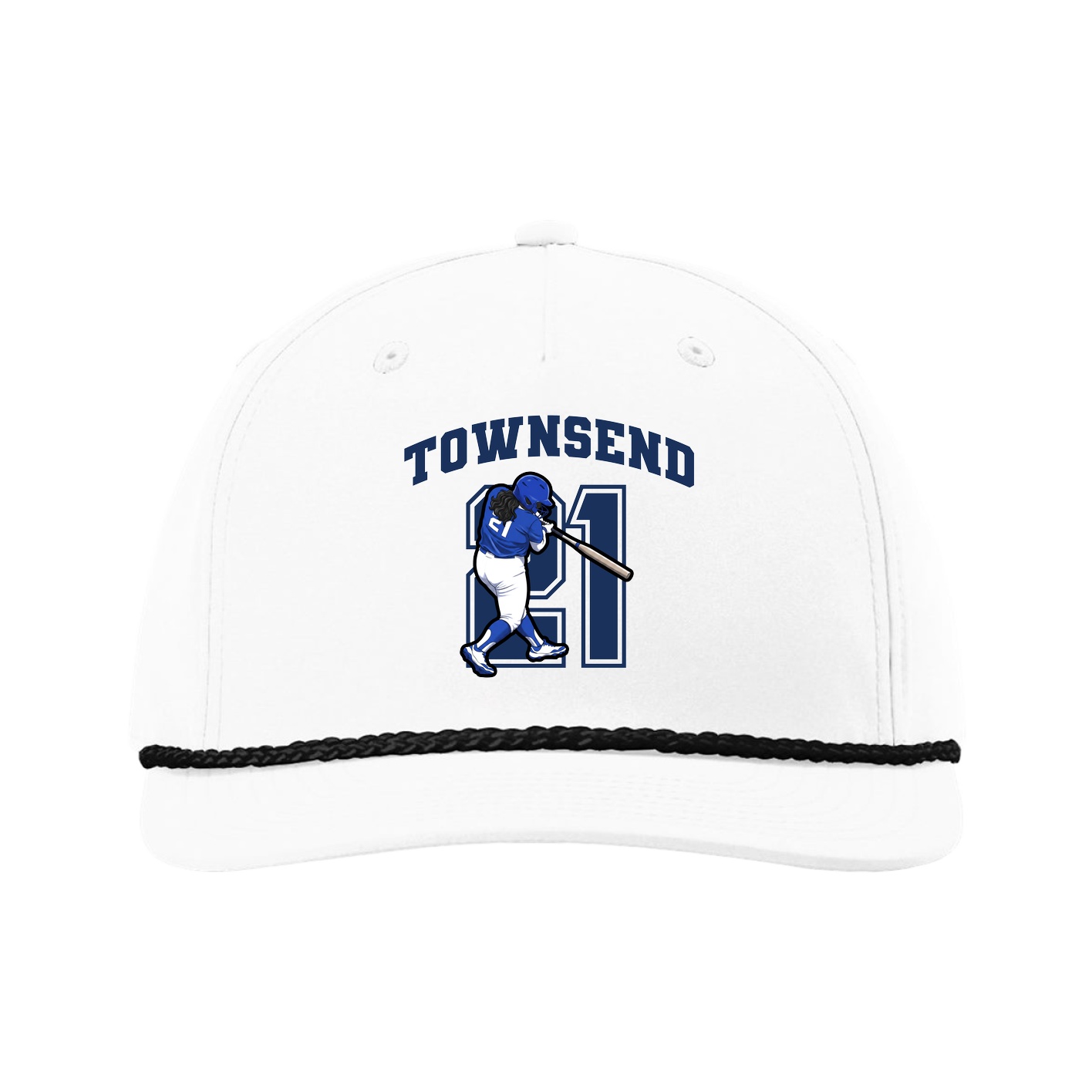 Five-Panel Classic Rope Cap — Number in White