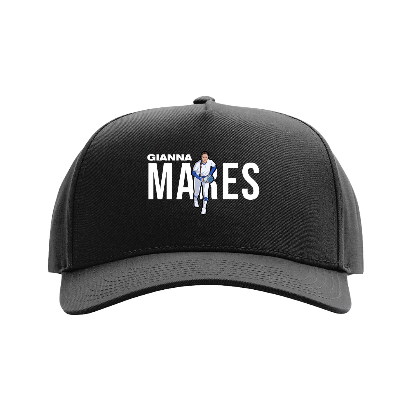 Full Fabric Five-Panel Champ Cap — Player Name in Black