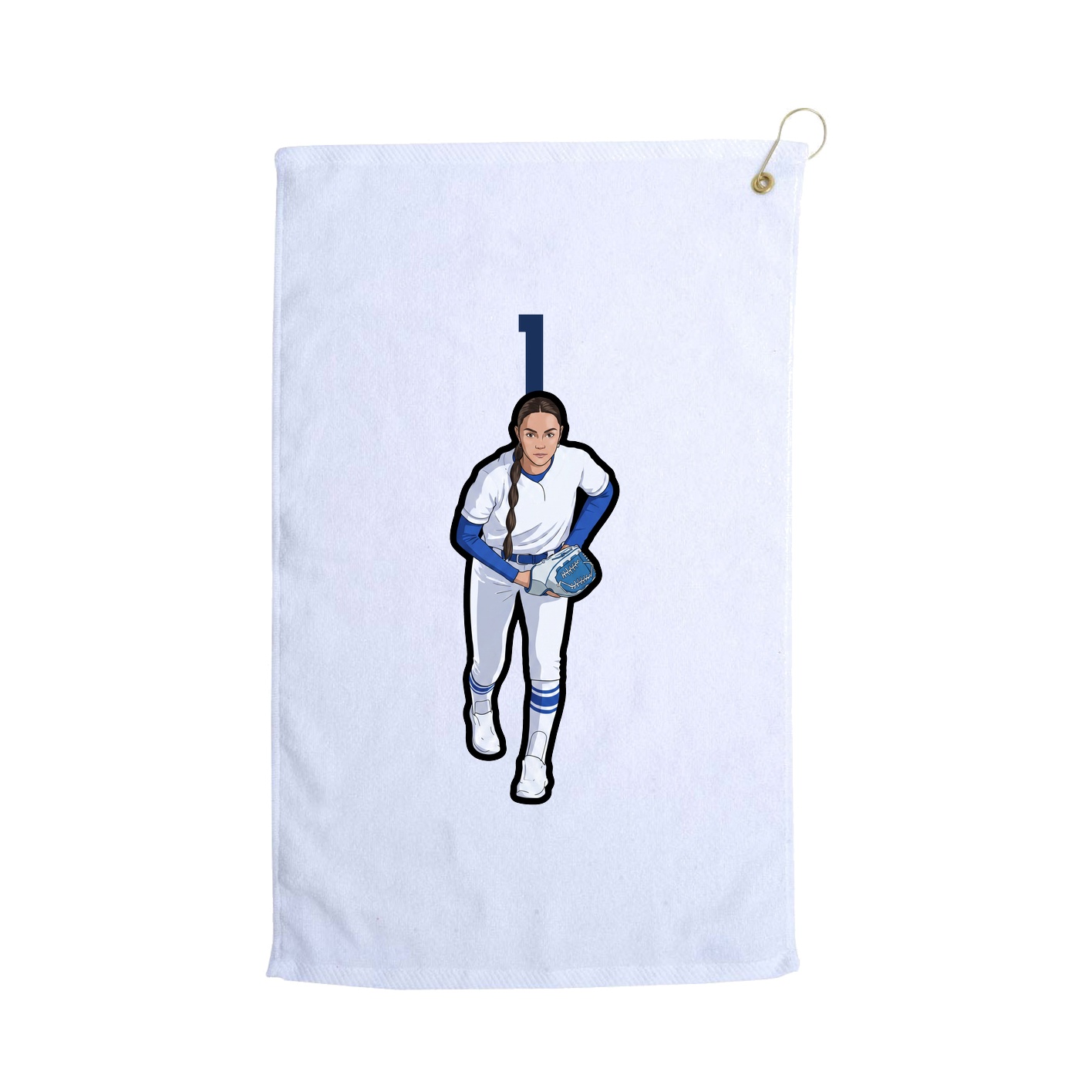 Golf Towel — Number Top in White