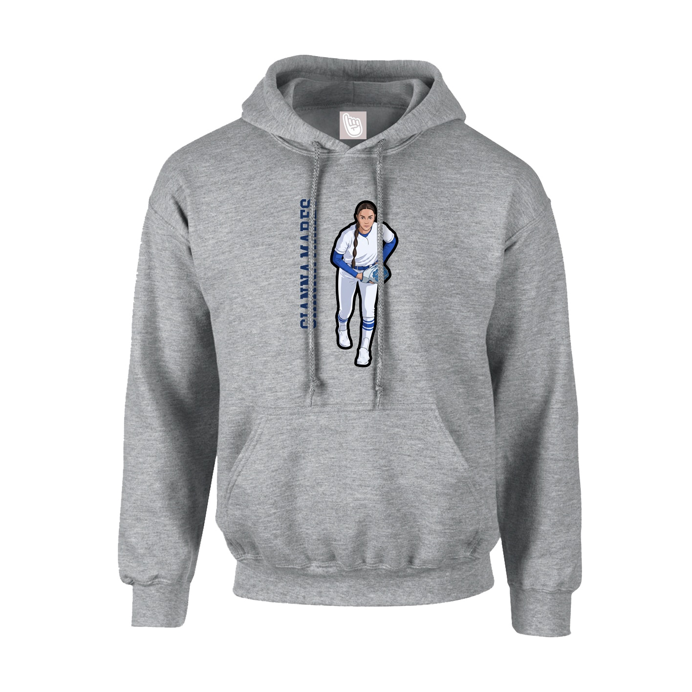 Hoodie — Name Vertical in Grey