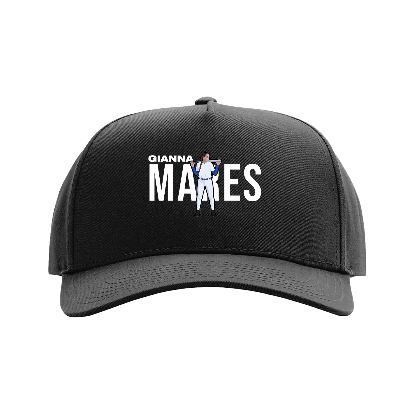 Full Fabric Five-Panel Champ Cap — Player Name in Black
