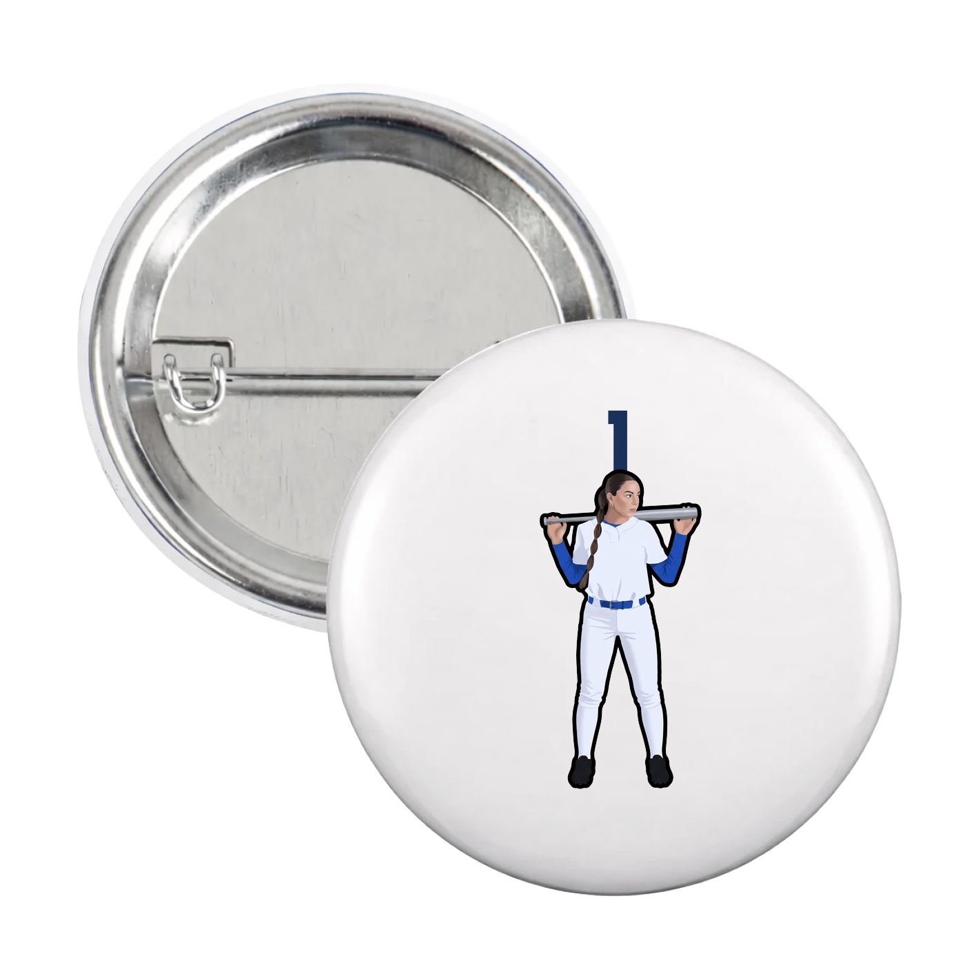 Game Day Button — Number Top in White