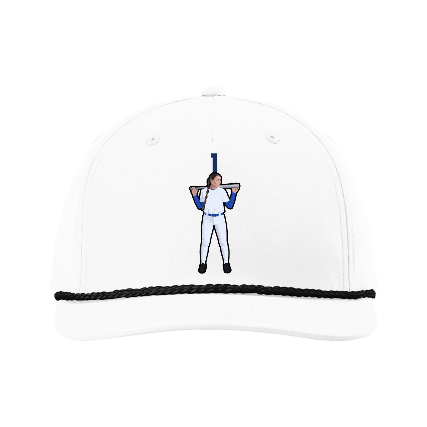 Five-Panel Classic Rope Cap — Number Top in White