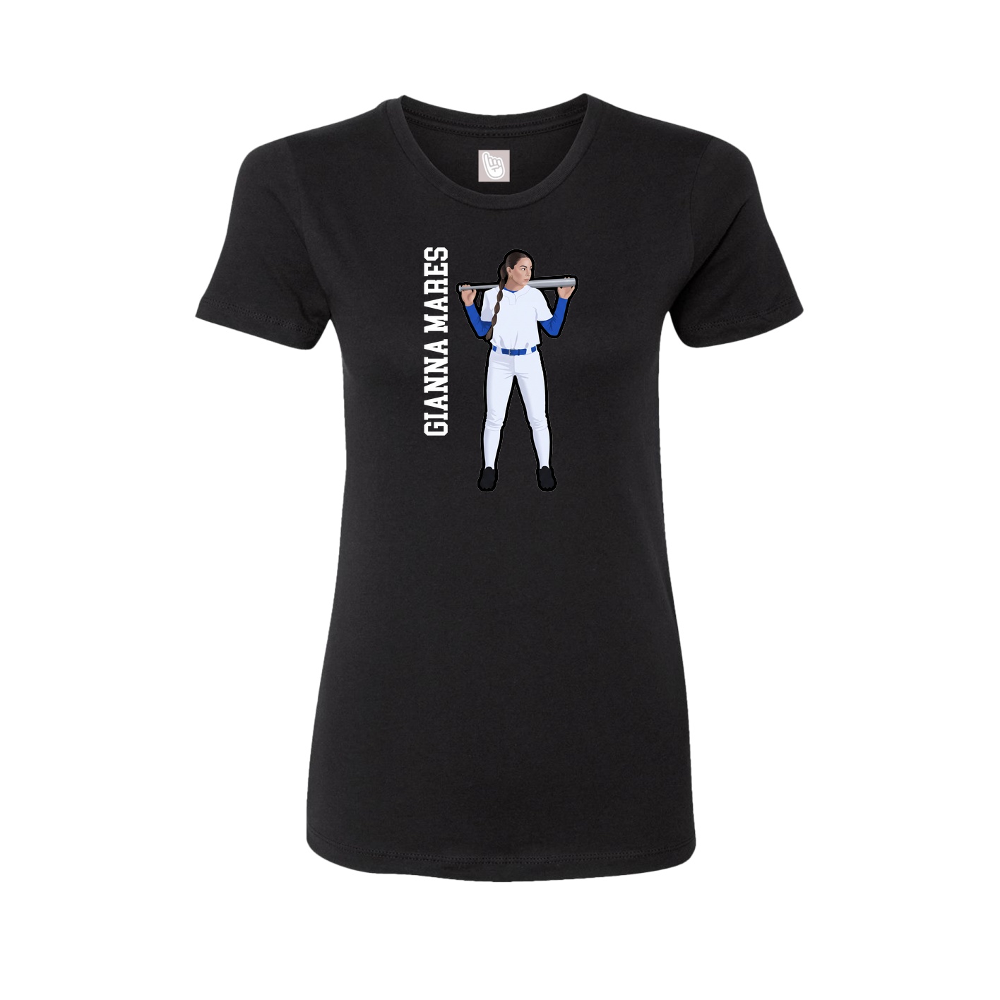 Fitted Women's Tee — Name Vertical in Black