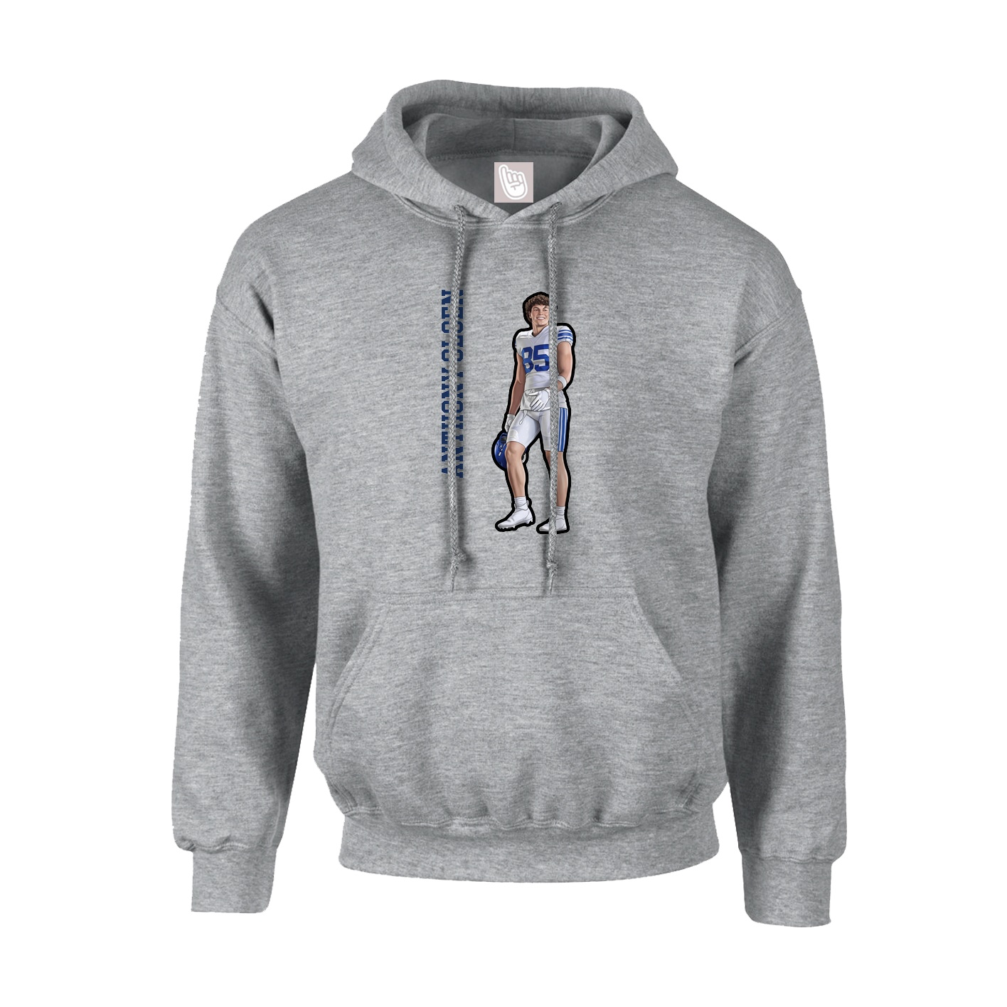 Hoodie — Name Vertical in Grey