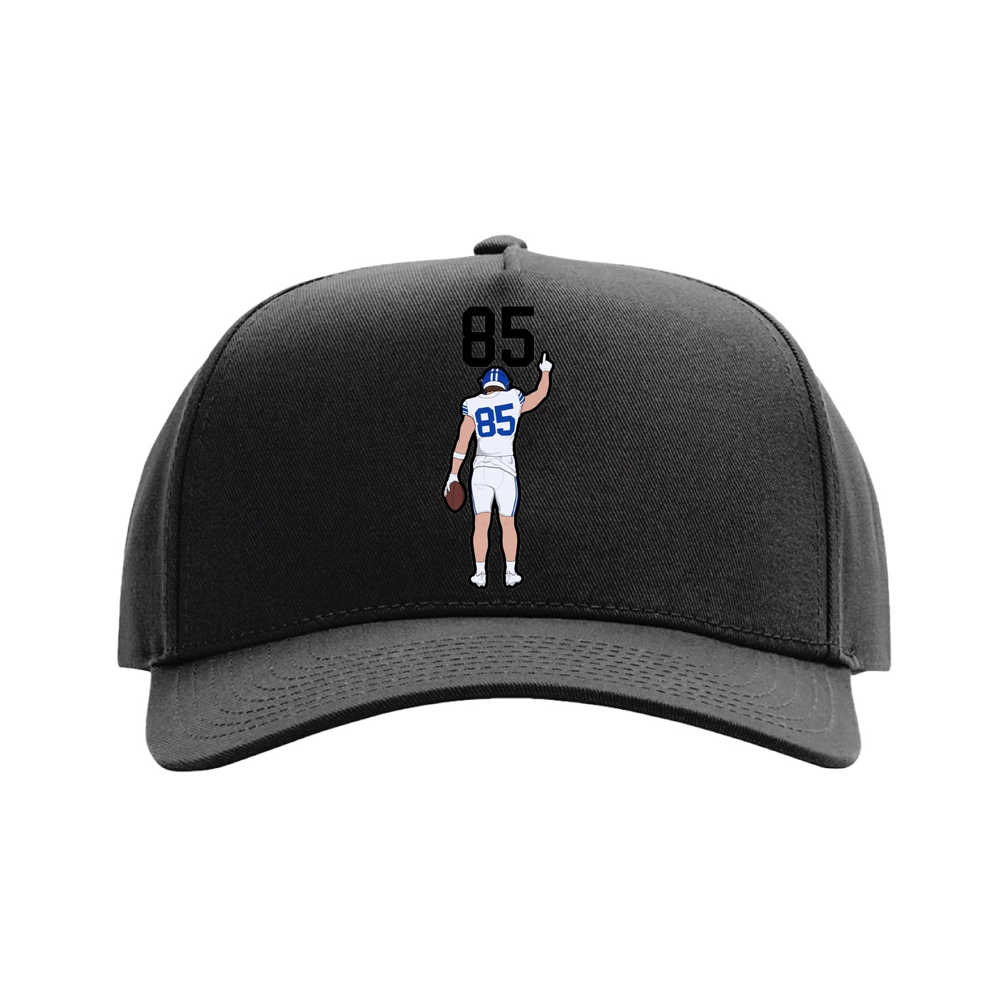 Full Fabric Five-Panel Champ Cap — Number Top in Black