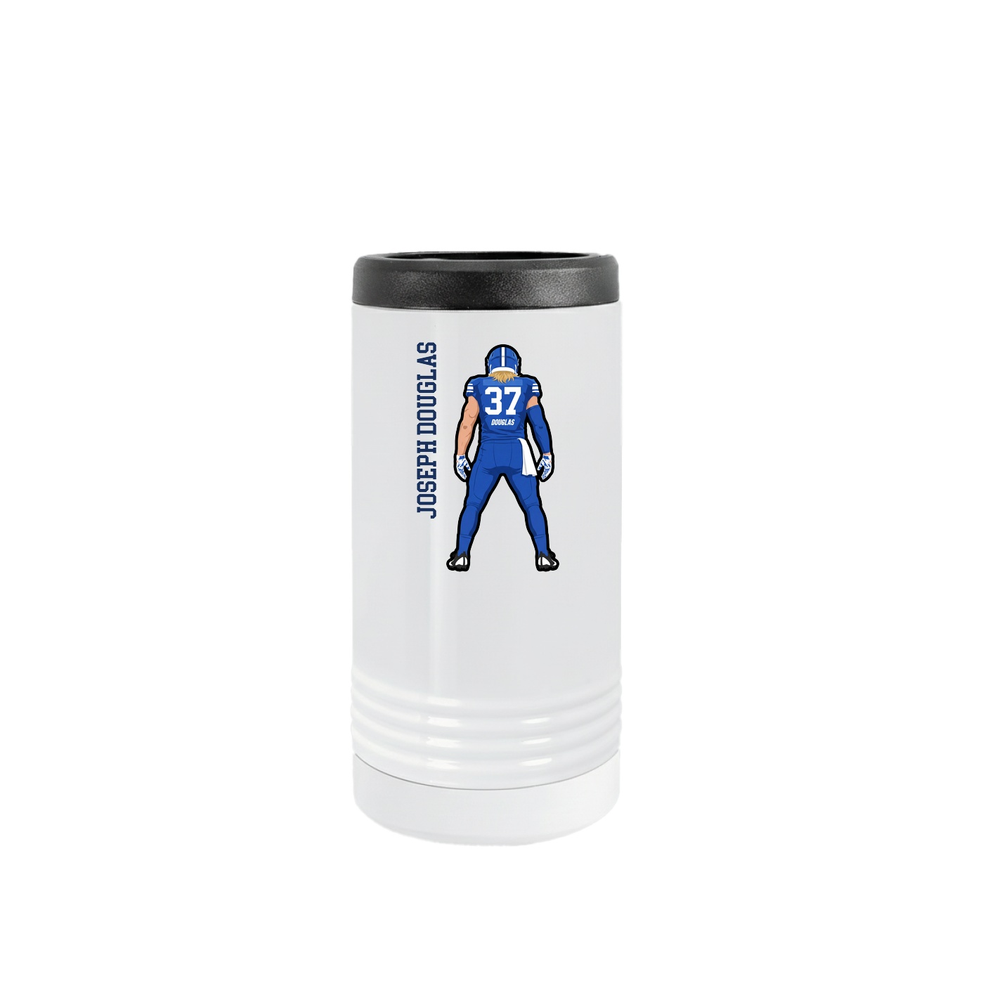 Slim Beverage Holder — Name Vertical in White