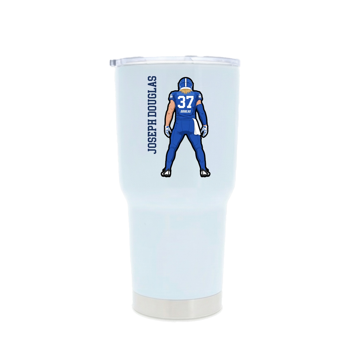30oz Stainless Steel Tumbler — Name Vertical in White
