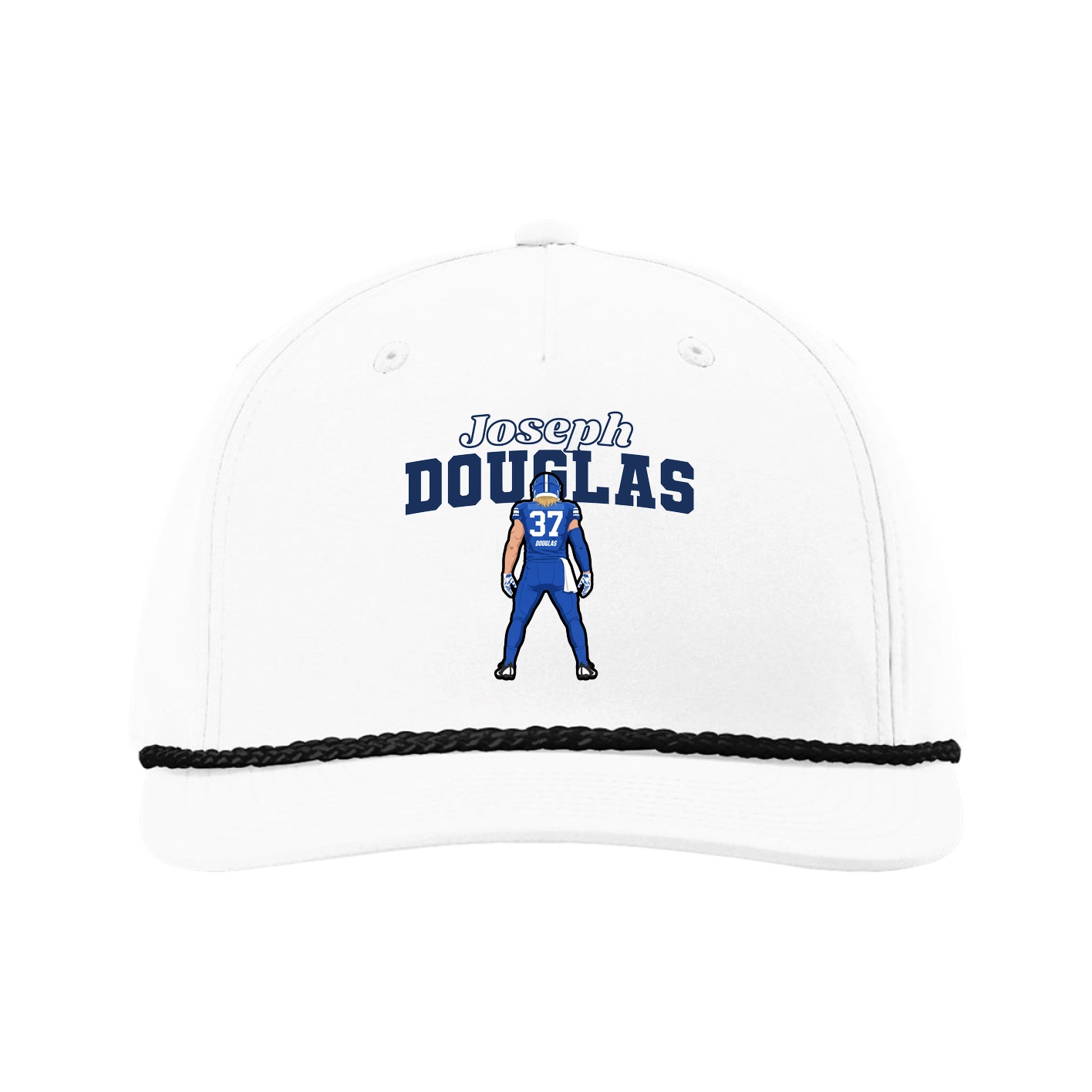 Five-Panel Classic Rope Cap — Name Arch in White