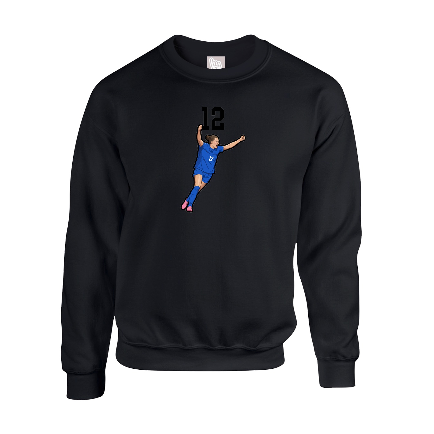 Fleece Crew — Number Top in Black