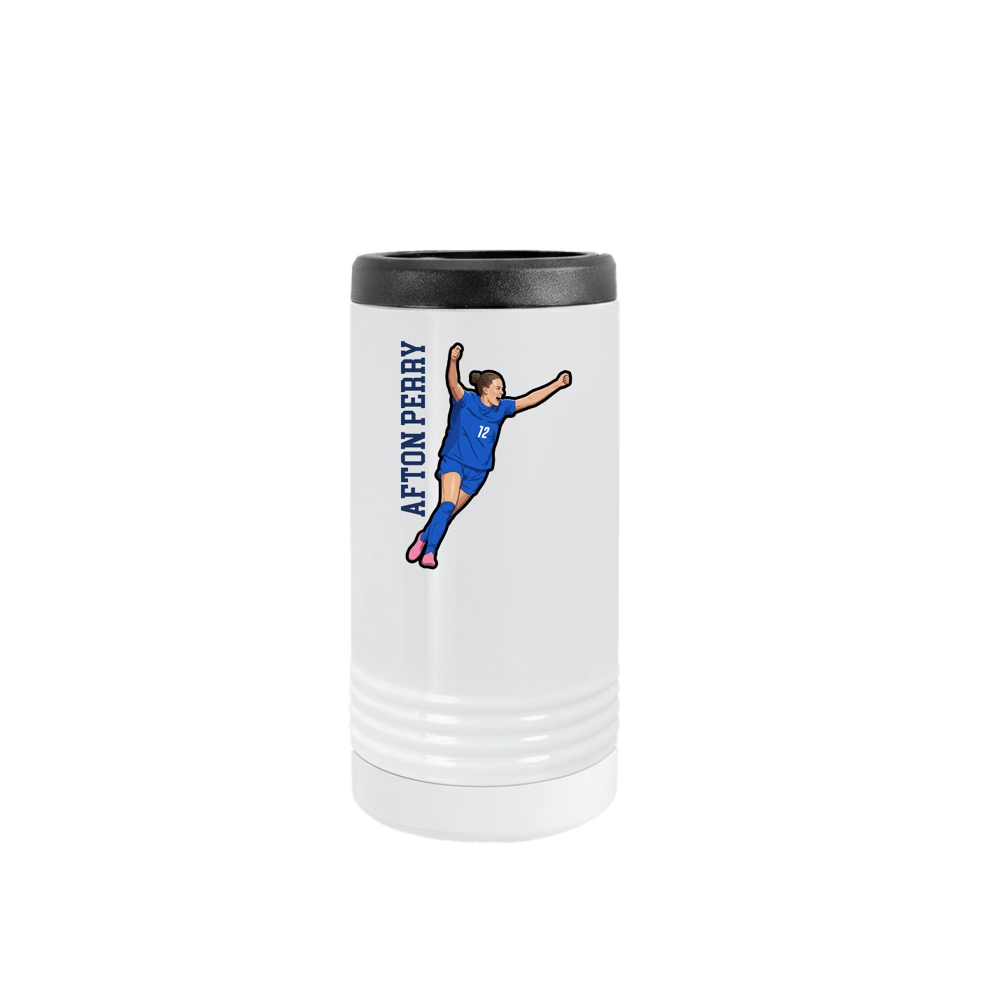 Slim Beverage Holder — Name Vertical in White