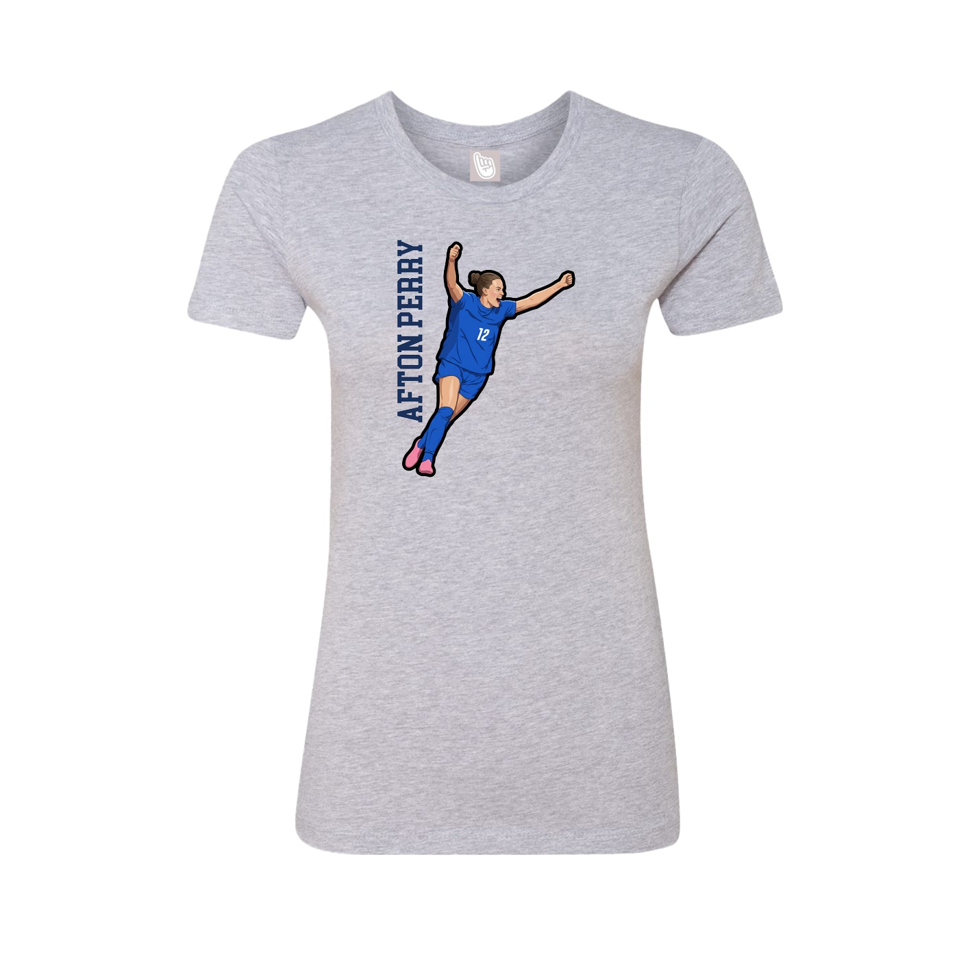 Fitted Women's Tee — Name Vertical in Grey