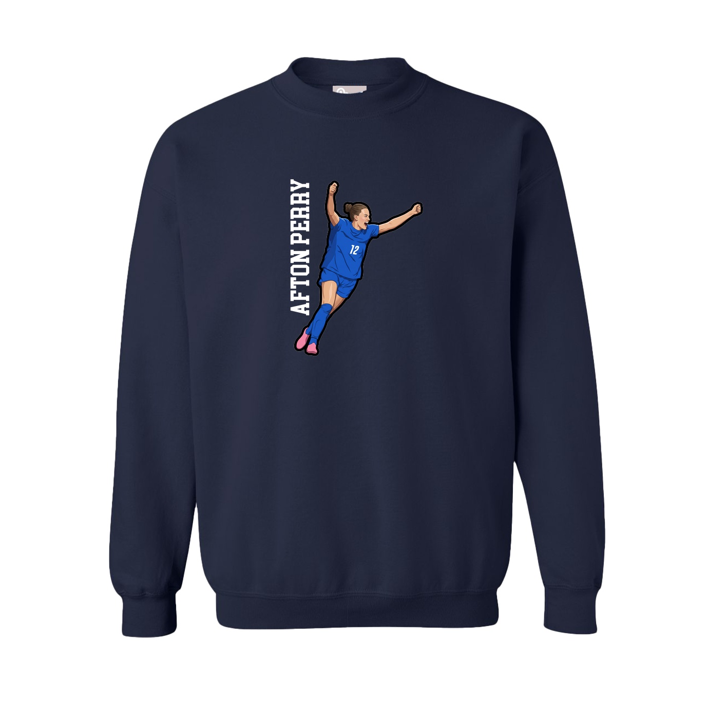 Fleece Crew — Name Vertical in Navy