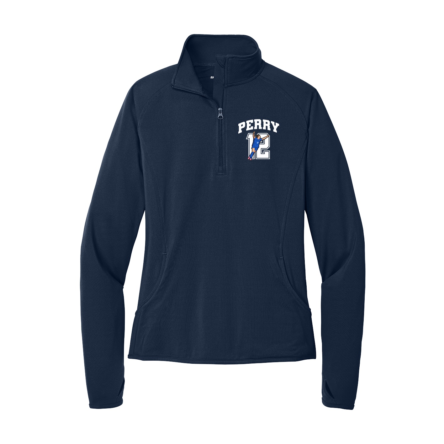 Women's Q-Zip Pullover — Number in Navy